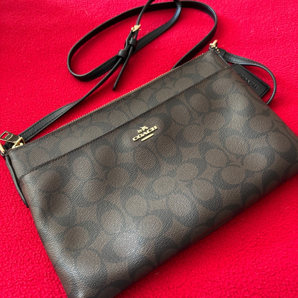 Coach signature brown crossbody bag